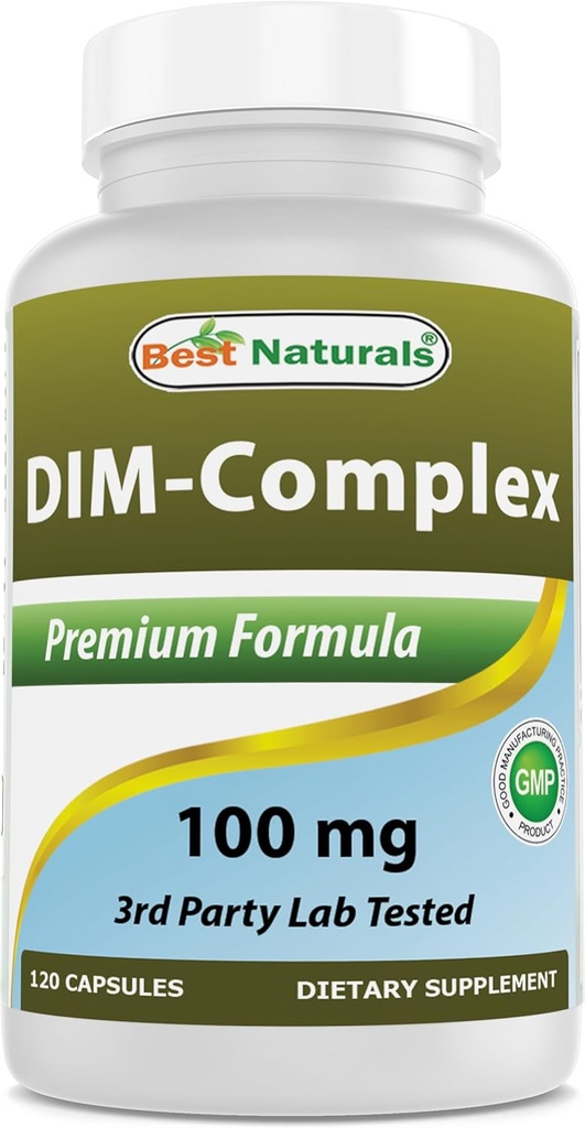 Best Naturals DIM Supplement 100 mg 120 Κάψουλες, DIM για Οιστρογόνο Μεταβολισμό & Ισορροπία, Για Εμμηνόπαυση, Body Building, PSOS & Ορμονική Ακμή