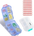 Pill Case (2 Pack) - Φορητά μικρά συμπληρώματα Tablet Container Box με 10 διαμερίσματα - Ιατρική Vitamin Organizer Κάτοχος Αποθήκευση για ταξιδιωτικό ταξίδι Pocket Purse (Blue+White)