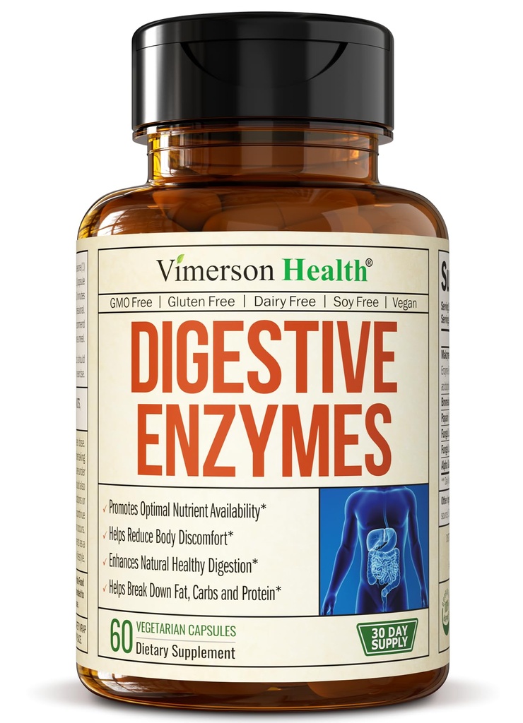 Digestive Enzymes - Probiotic Multi Enzyme (Enzimas Digestivas) - Digestive Συμπληρώματα με Μοναδική Makzyme-Pro Formula - Advanced Enzymes for Digestion, Bowel Movations & Nutrient Abvorvation. 60 Καπάκια