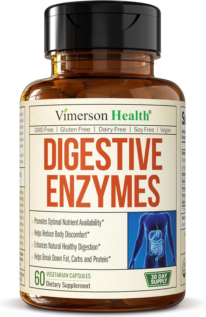 Digestive Enzymes - Probiotic Multi Enzyme (Enzimas Digestivas) - Digestive Συμπληρώματα με Μοναδική Makzyme-Pro Formula - Advanced Enzymes for Digestion, Bowel Movations & Nutrient Abvorvation. 60 Καπάκια