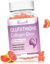 Glutathione Collagen Glow Gummies, Κολλαγόνο Gummies με Βιταμίνη C, E, Γλουταθειόνη Συμπλήρωμα για τις γυναίκες, Δερματική Φροντίδα, Αντιγηραντική, Grapefruit Γεύση, 60 Count