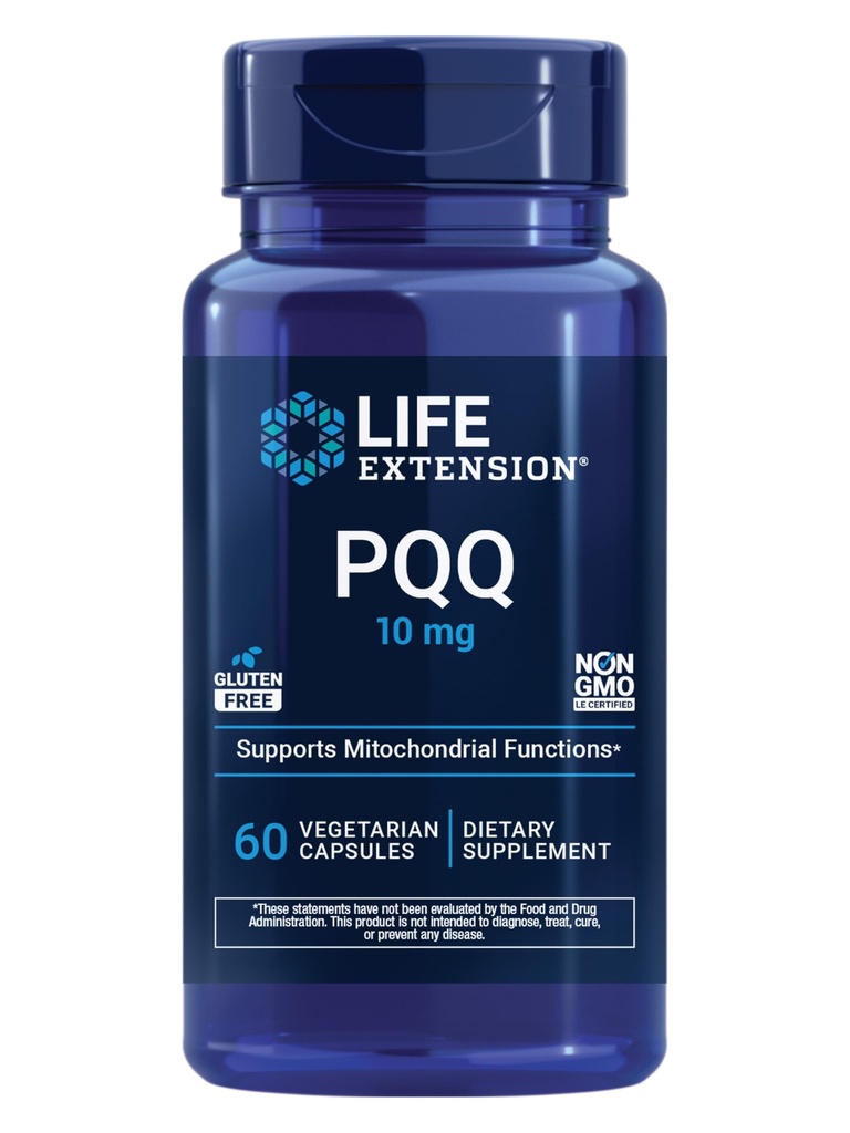 Επέκταση ζωής PQQ Caps – Pyrroloquinoline Quinone, 10 mg – Προάγει την ανάπτυξη των νέων μιτοχονδρίων, ATP, Ενεργειακή Υποστήριξη – Χωρίς γλουτένη, μη ΓΤΟ, χορτοφάγοι – 30 κάψουλες