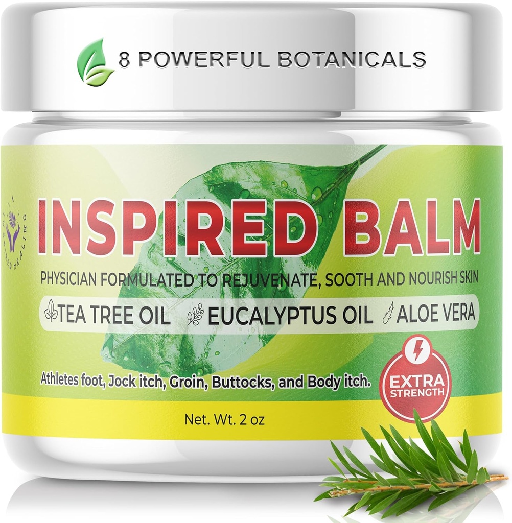 Επιπλέον δύναμη Τσάι Δέντρο Balm για το δέρμα - Athletes Foot Cream - Jock Itch Cream για άνδρες & γυναίκες - Ringworm Cream - Ιδανική για Ichy, Dry Skin - Γρήγορη δράση Physician Formulated Tea Tree Foot Cream (2oz)
