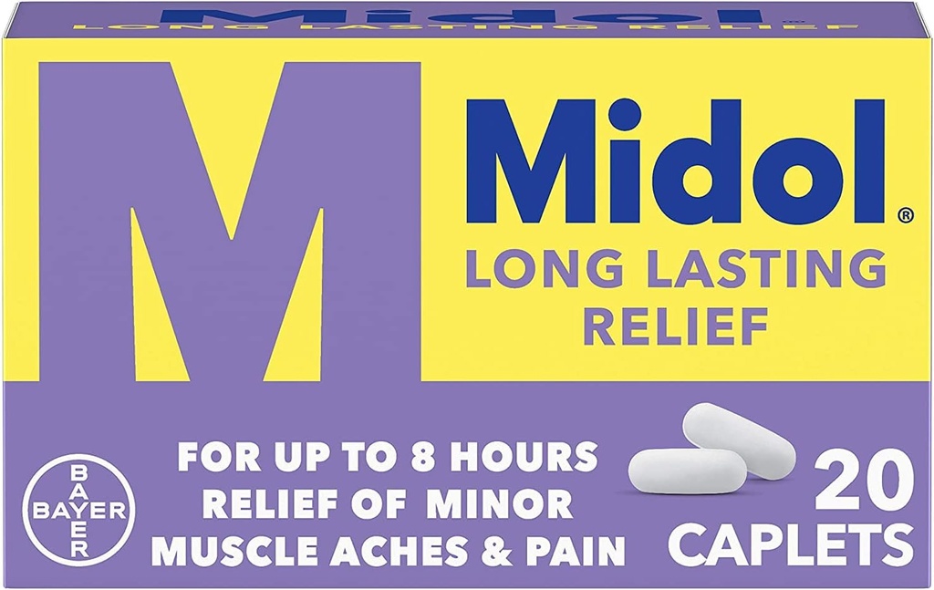 Midol Long Lasting Relief - 20 Caplets, Συσκευασία των 6