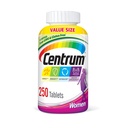 Centrum Multivitamin για γυναίκες, Multivitamin/Multimineral συμπλήρωμα με σίδηρο, βιταμίνη D3, Β Βιταμίνες και Αντιοξειδωτικές Βιταμίνες C και E, δισκίο, Χωρίς γλουτένη, μη ΓΤΟ Συστατικά - 250 Count