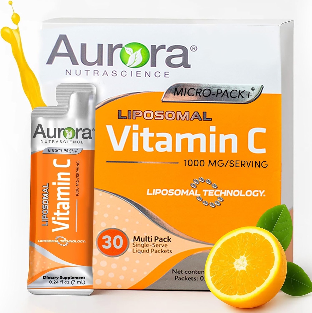 Aurora Nutrascience Micro-Pack Liposomal Vitamin C, Immune Support, 1,000 mg Per Serving, Gluten Free, Non-GMO, 30 Single Serve Packets, 21.7 oz