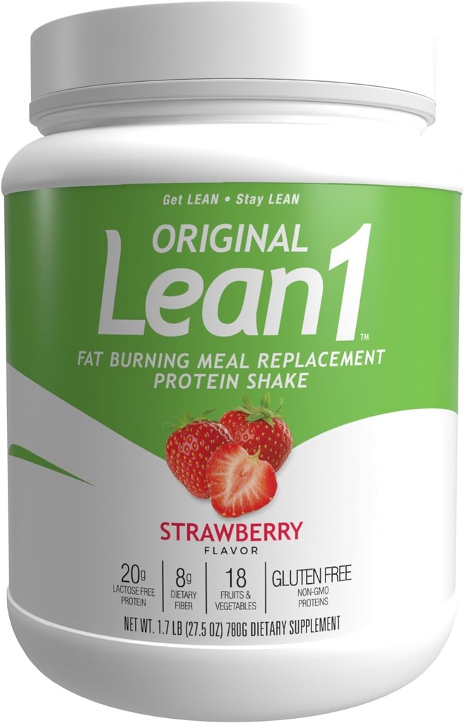 Lean1 Replacement Protein Shake, Flavor Φράουλα, 15 σερβιρίσματος μπανιέρα