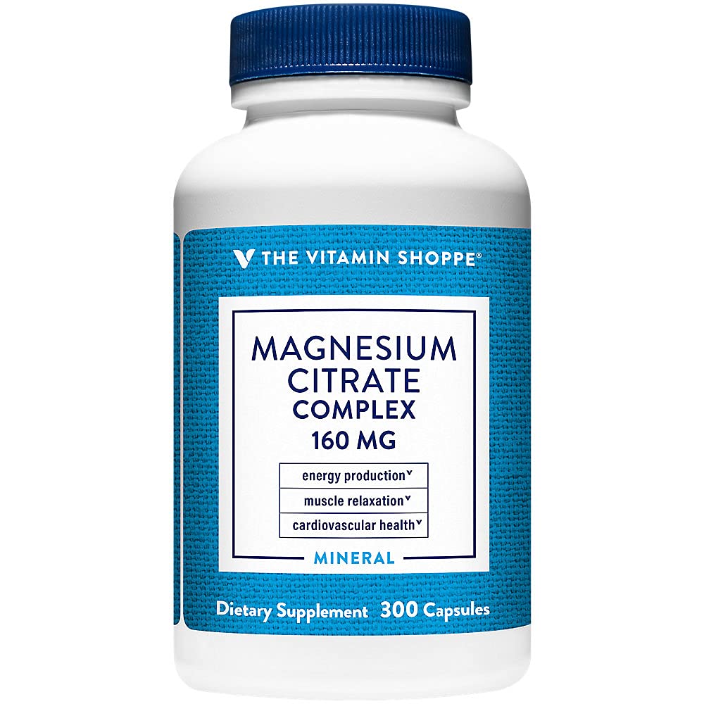 Η βιταμίνη Shoppe Μαγνήσιο Citrate Complex 160MG, Ορυκτό συμπλήρωμα που υποστηρίζει οστά, δόντια & την παραγωγή ενέργειας (300 κάψουλες)
