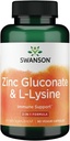 Γλυκονικός ψευδάργυρος Swanson '&' L-Lysine - 2-σε-1 Formula 90 Veg Caps