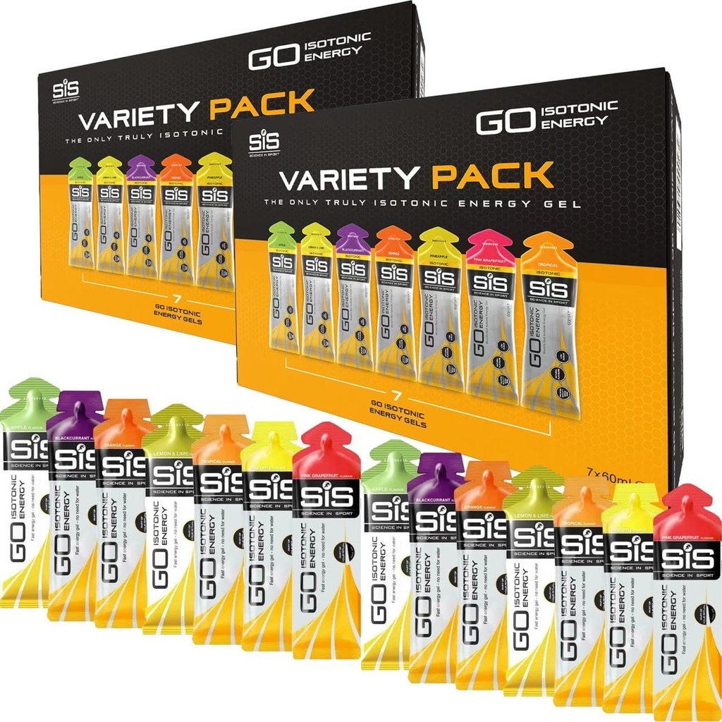 SiS Science In Sport Running Energy Gels, Γεμάτο ηλεκτρολύτες, Καλό για ενυδάτωση, Flavor Variety Pack, Vegan, Γλουτένη & Γαλακτοκομικά, 14 x 60ml, Πορτοκαλί