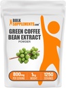 BulkSupplements Πράσινο Coffee Bean Extract Σκόνη - Πράσινο Coffee Bean Συμπληρώματα - Ενεργειακή Υποστήριξη, Χωρίς γλουτένη, 800mg ανά Σερβίρισμα, 1kg (2,2 lbs) (πακέτο των 1)