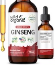 Άγρια & οργανικά Korean Red Ginseng Extract Drops - συμπλήρωμα Panax Ginseng για την υποστήριξη του ανοσοποιητικού - Υγρή απόχρωση ρίζας για τη συνολική ευεξία - Vegan, ζάχαρη & αλκοόλ-ελεύθερο - 2 fl oz