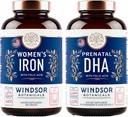 WINDSOR BOTANICALS Προγεννητικά χάπια DHA και σιδήρου για γυναίκες με φολικό οξύ - προγεννητική δέσμη βιταμινών