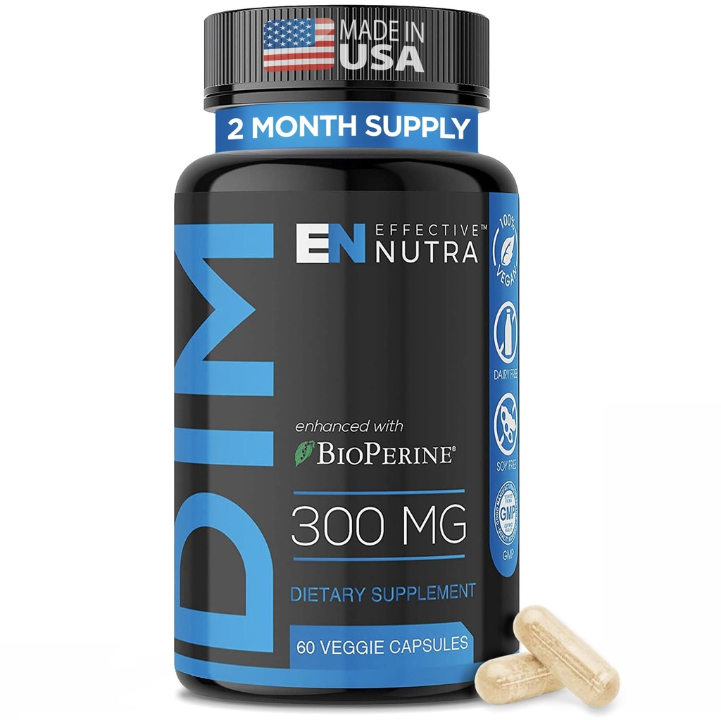 Αποτελεσματικό συμπλήρωμα NUTRA Dim 300mg με BioPerine - Extra Strength Estrogen Blocker για άνδρες & γυναίκες - Ορμόνη & Μεταβολισμός Υποστήριξη - 2 Μήνες προσφοράς