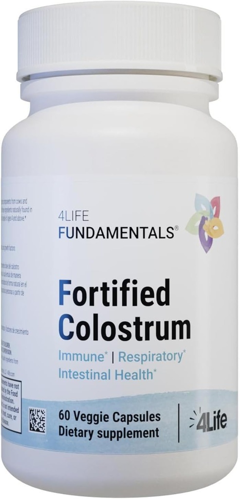 4Life - Fortified Colostrum - Bovine Colostrum Veggie Capsules for Immune, Absorptive, Respiratory and Brain Function Support with Lactoferrin, Lactalbumin, and Milk Fat Globule Membrane - 60 Capsules