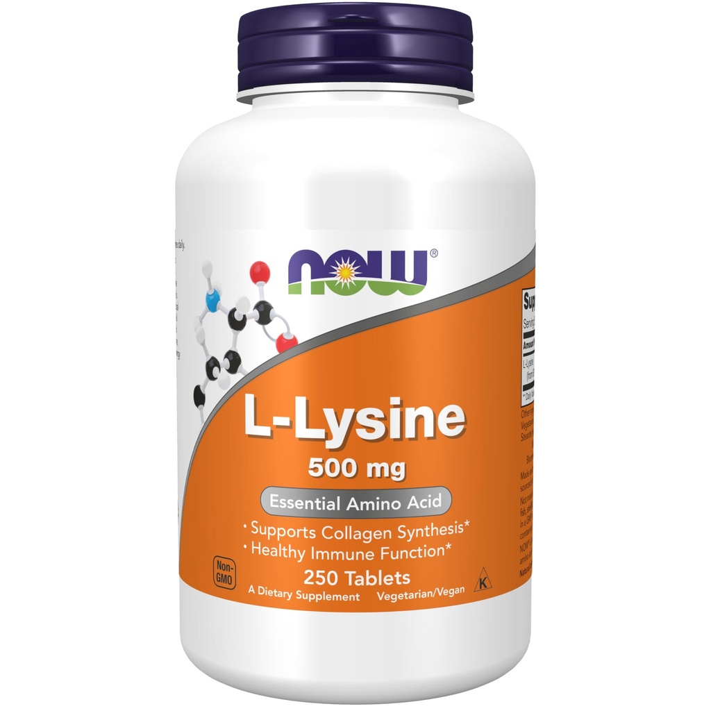 NOW Συμπληρώματα, L- Λυσίνη (L- Lysine Hydrochloride) 500 mg, Amino Acid, 250 δισκία