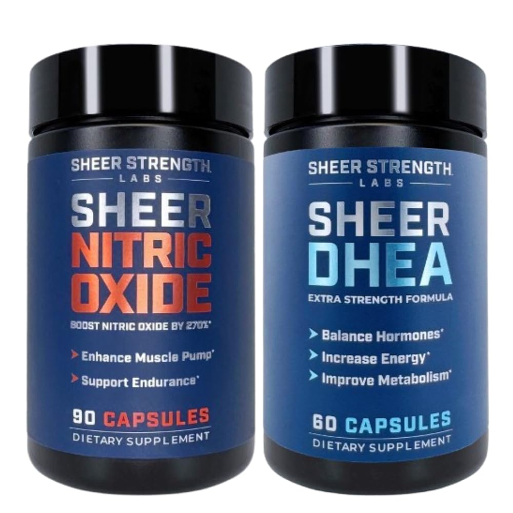 Sheer Strength Labs Nitric Oxide + DHEA 100mg - Nitric Oxide Supplement - Best Nitric Oxide Supplement for Men and DHEA Supplement for Men DHEA 100mg