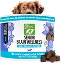 ΜΟΝΟ ΦΥΣΙΚΟ PET Senior Brain Wellness Dog Chews - Μικρές, Μέτριες και Μεγάλες Φυλές, Φαφούτηδες & Γερατρική Σκύλοι, Μαλακό κοτόπουλο & μπέικον Snacks Γεύση, Ψημένα Θεραπείες - 60 Count