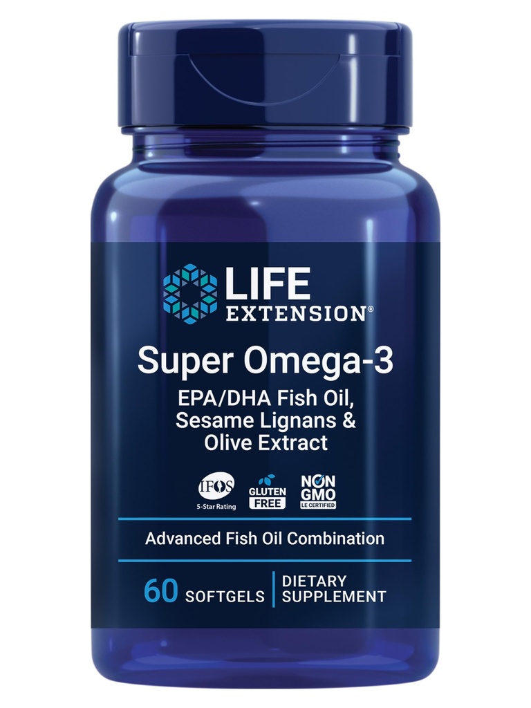Επέκταση ζωής Super Omega-3 EPA/DHA Fish Oil, Sesame Lignans & Olive Extract – Καρδιά Υγεία, Εγκεφαλική Υγεία, Φλεγμονή Υγεία Υποστήριξη, Χοληστερόλη Υγεία Υποστήριξη, Χωρίς Γλουτένη, Μη ΓΤΟ, 60 Softgels
