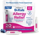 Dr. Kids Children's Allergy Relief Medicine with Diphenhydramine - Pre-Measureed Single-Use Vials, Kids Antiistamine for Sneezing, Runny Nose & Ichy Eyes, Mixed Berry Flavor, 20 Count (Pack of 1)