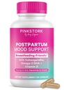 Pink Stork Postpartum Mood Support - Μεταγεννητική ορμονική ισορροπία για τις γυναίκες - Θηλασμός Φιλικό - Στρες & Γνωστική υποστήριξη, Νέα μαμά Απαραίτητα - Ashwagandha, Χαμομήλι, & Βιταμίνη D, 60 κάψουλες