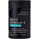 Sports Research Keto Omega Fish Oil with Wild Sockeye Salmon, Antarctic Krill Oil, Astaxanthin & Coconut MCT Oil - 1200mg of EPA & DHA per Serving | Keto Certified & Non-GMO Verified (120 Softgels)