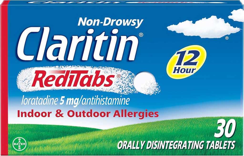 Claritin RediTabs 12 Ωριαία Αλλεργία Ιατρική, Μη Νυσταγμένη Συνταγή Δύναμη Αλλεργία Ανακούφιση, Loratadine Αντιισταμινικά δισκία, 30 Count, Pack of 2