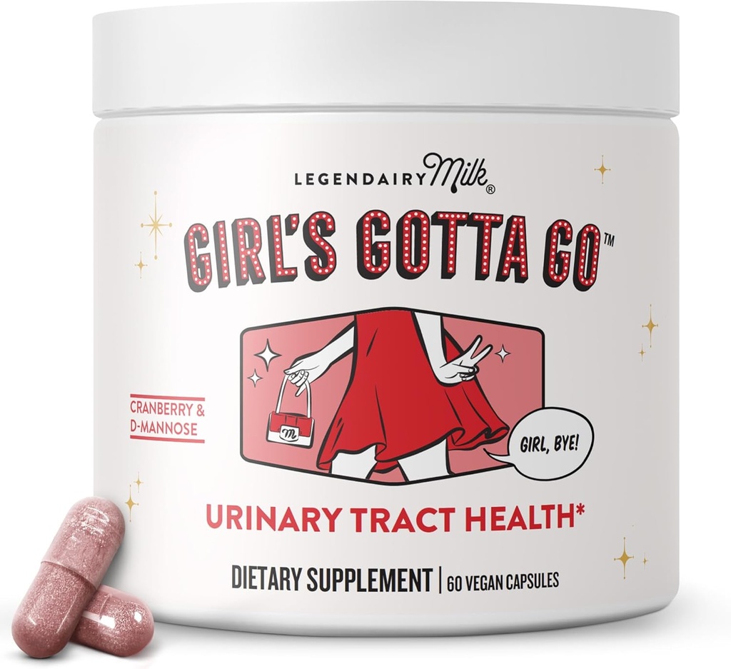 Legendairy Milk Girl’s Gotta GoTM - Συμπλήρωμα υποστήριξης UTI - Ουρολογική Φυλλαδική Υγεία για τις γυναίκες - UTI Ανακούφιση για τις γυναίκες με χωρίς ζάχαρη Κράνμπερι και D-Mannose, 30 υπηρεσίες