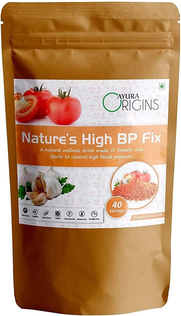 BETT AYURA Origins Nature’s High BP Fix, Herbal συμπλήρωμα για να βοηθήσει τη μείωση της υψηλής αρτηριακής πίεσης, υπέρταση ανακούφιση, υποστηρίζει την υγεία της καρδιάς, που γίνεται με καθαρή ντομάτα και σκόρδο σκόνη, 200 γραμμάρια