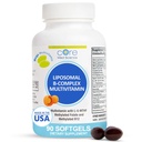 Core Med Science Liposomal methylated Multivitamin B-Complex, 90 Softgels - Μη GMO Active Super B Complex Vitamin Supplement for Heart Health - VIT Methyl B Complex Immune Support Supplement