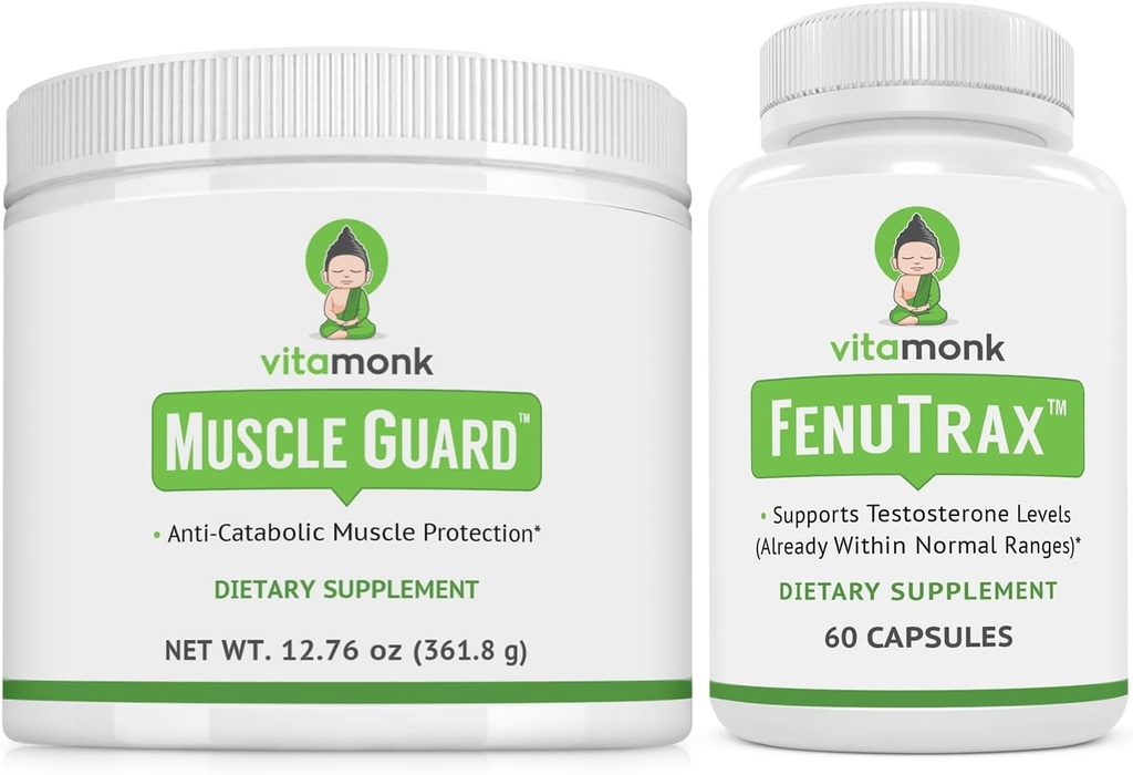 VitaMonk Muscle Guard with HMB, EAAs, Vitamin D, Magnesium & FenuTrax Fenugreek Extract, 50% Fenusides for Muscle Growth, Strength, and Vitality, Pre/Post-Workout Supplement for Men and Women