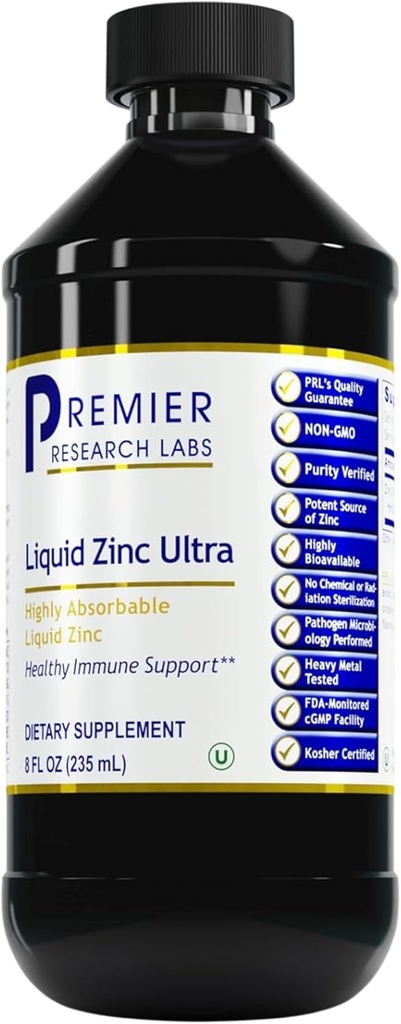 Premier Research Labs Liquid Zinc Ultra Supplement - for Immune Support & Well-Being for Adults & Kids - Highly Absorbable Drops - Used for Rapid Analysis of Zinc Status - 8 fl oz