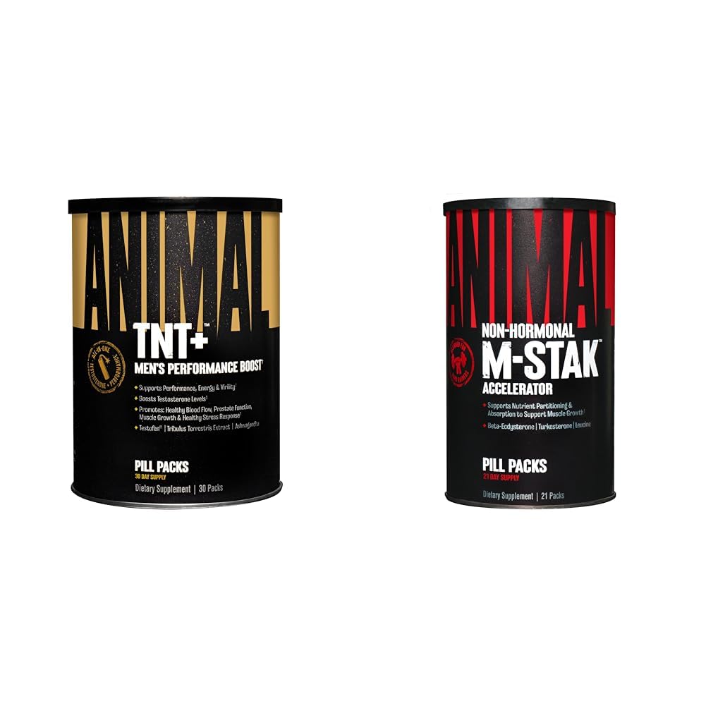 Ζωικό TNT+ Δοκιμαστικό Booster & M-Stak μυϊκή στοίβα για τους άνδρες - 21 κόμης