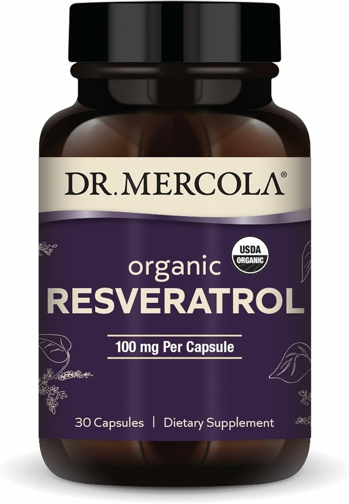 Dr. Mercola Organic Resveratrol - 100 mg Κυτταρική & Καρδιαγγειακή Υποστήριξη - 99.9 Ποσοστό Υπερ-Reεσβερατρόλης - από την ιαπωνική Knotweed - 30 κάψουλες (30 εξυπηρετούν)