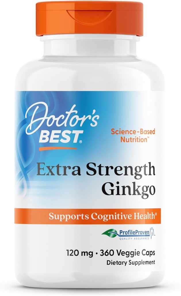 Doctor's Best Extra Strength Ginkgo, Non-GMO, Vegan, Χωρίς γλουτένη, Χωρίς σόγια, Προάγει τη Πνευματική Λειτουργία και Μνήμη, 120 mg, 360 Count (Pack of 1)
