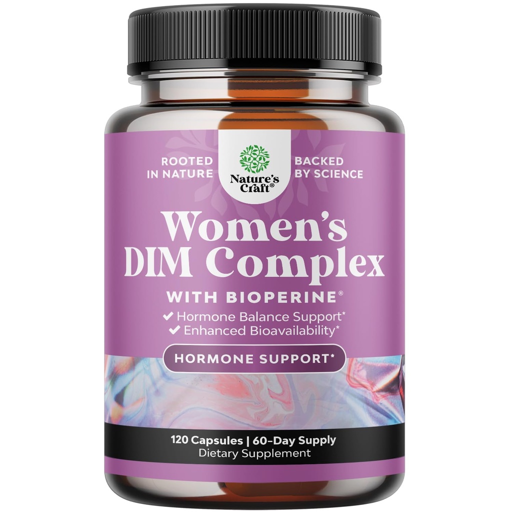 Natures Craft Poent DIM Supplement for Women - Hormone Balance for Women with DIM and Black Pepper Menopause Support and PMS Relief - Συμπληρώματα Εμμηνόπαυσης Extra Strength 300mg per Serving