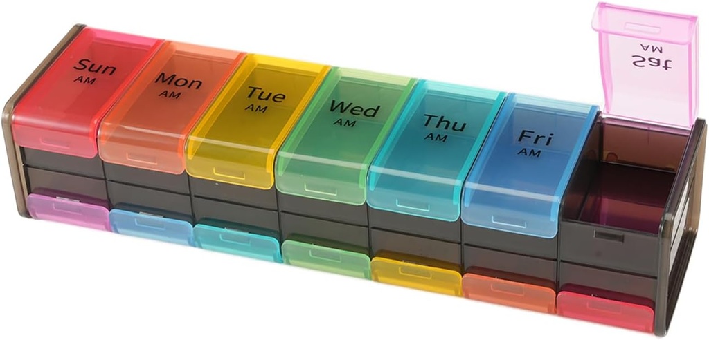 Extra Large Weekly Pill Organizer, GrnPeak Jumbo 7-Day Vitamin Organizer 2 φορές την ημέρα για να κρατήσει φαρμακευτική αγωγή, λιπαντικό και συμπληρώματα