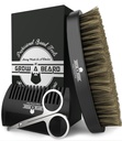 Βούρτσα για τους άνδρες & γέμιση σετ Comb w/Mustache Ψαλίδι Κιτ γαμψών, φυσικό βούρτσα φρυγανιάς, διπλής δράσης ξύλο Comb, και τσάντα ταξιδιού μεγάλη για δώρο Χριστουγέννων