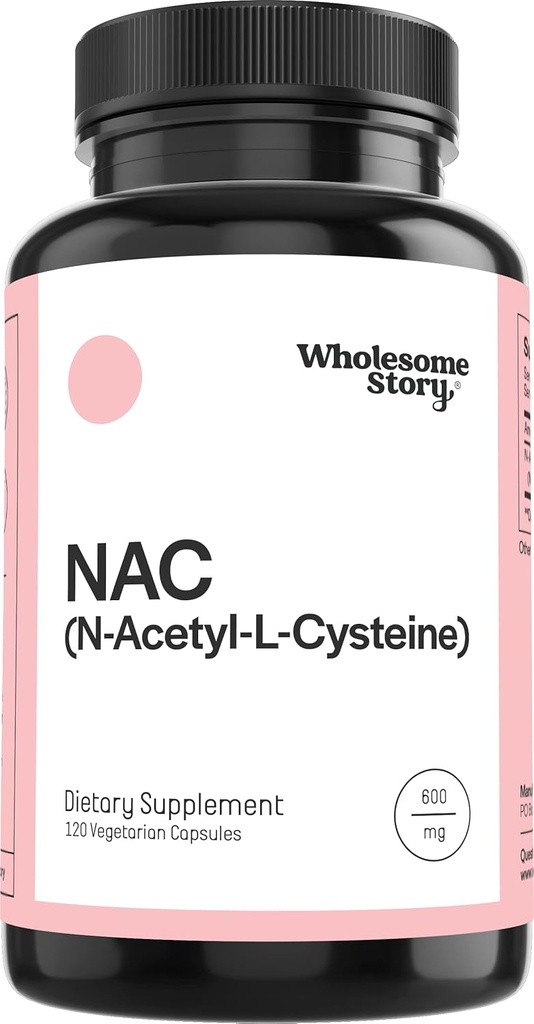 Wholesome Story NAC Supplement N Acetyl Cysteine 600 mg | Liver, Lung & Fertility Support | 120 Capsules | 120 Serving Supply