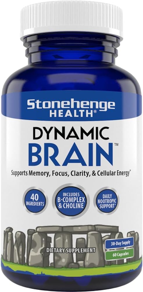 Stonehenge Health Dynamic Brain Supplement – Memory, Focus, & Clarity– Formed with 40 Unique Nootropic Ingredients: Choline, Phosphatidylserine, Bacopa Monnieri, and Huperzine A