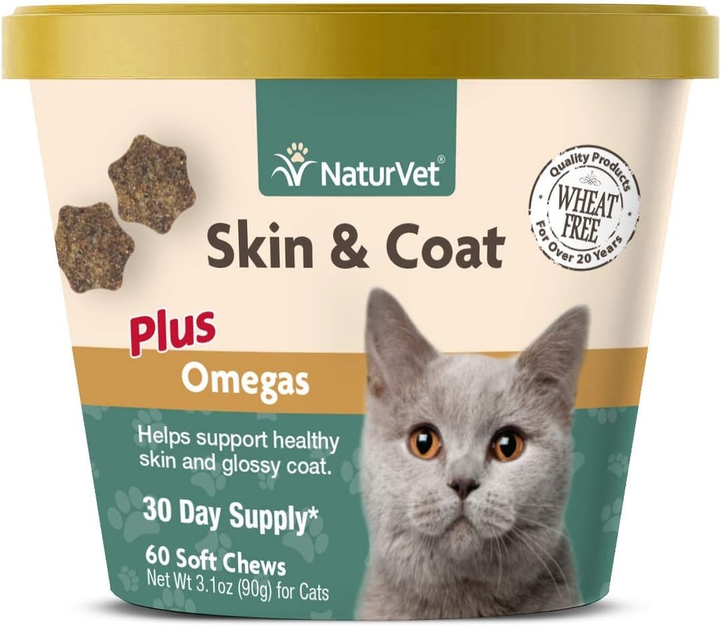 NaturVet – Skin & Coat Plus Ωμέγα για γάτες – 60 μαλακά μάσημα 