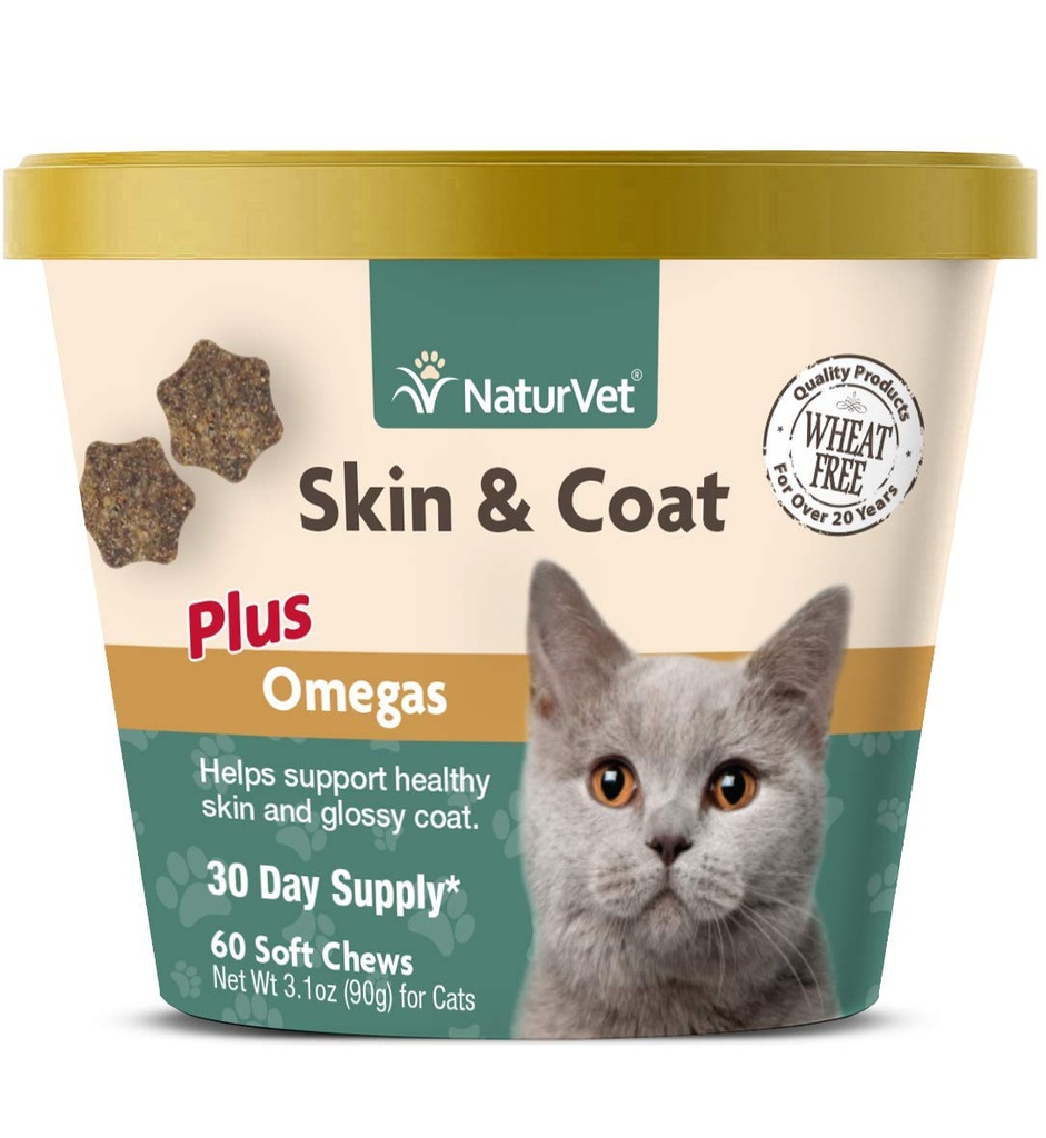 NaturVet – Skin & Coat Plus Ωμέγα για γάτες – 60 μαλακά μάσημα 