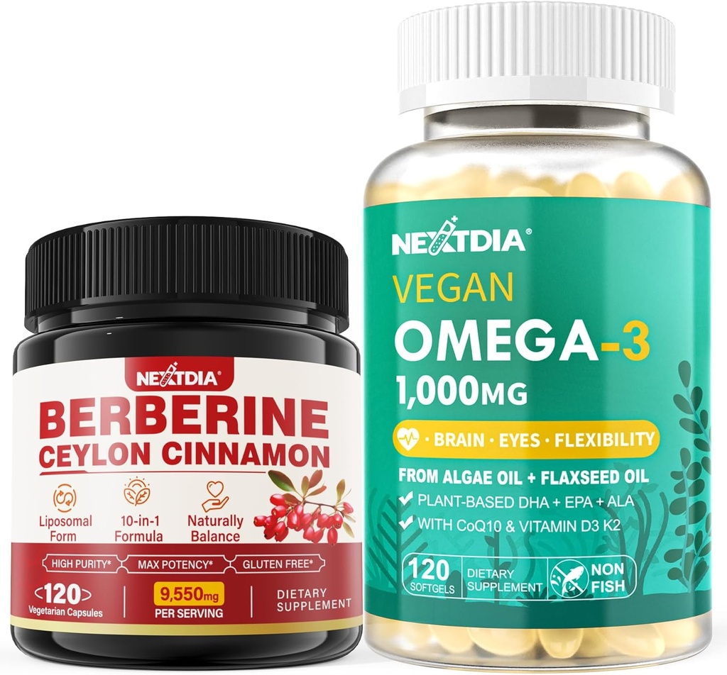 Συμπλήρωμα βερβερίνης 1500mg + Συμπλήρωμα Ωμέγα 3 Vegan 1000mg