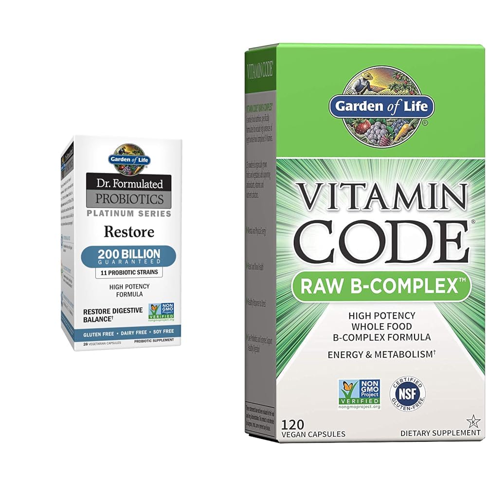 Garden of Life Dr. Formulated Probiotics Platinum Series Restore 200 Billion CFU & Vitamin B Complex - Vitamin Code Raw B Complex - 120 Vegan Κάψουλες