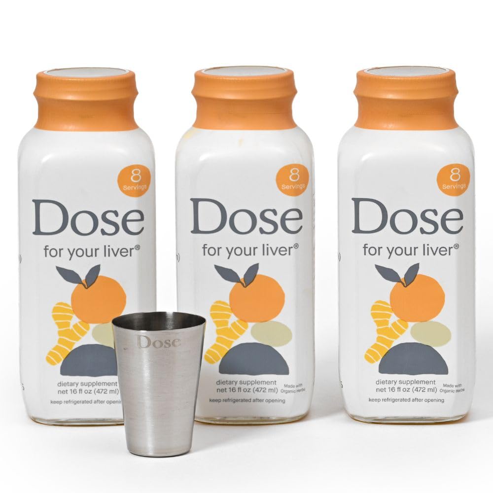 DOSE για το συκώτι σας καθαρισμού Detox & επισκευή, Φτιαγμένο με οργανικό συμπλήρωμα γαϊδουράγκαθο γάλακτος με κουρκούμη, πικραλίδα, τζίντζερ, και πορτοκαλί, υποστηρίζει υγιή λειτουργία ήπατος, μπουκάλι 16oz, 3 πακέτο (3 εβδομάδα προμήθεια)