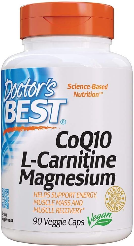 Doctor's Best Coq10/l-Carnitine/Magnesium Unique Blend, Supports Energy, Muscle Mass & Muscle Recovery, Veggie Caps, 90Count
