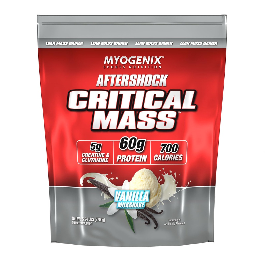 Myogenix Critical Mass Gainer – Συμπλήρωμα αύξησης βάρους μυϊκής μάζας, Μηδενική σκόνη πρωτεΐνης ορού λακτόζης – Αναβολική πρωτεΐνη ορού γάλακτος – Βανίλια (5 lbs)