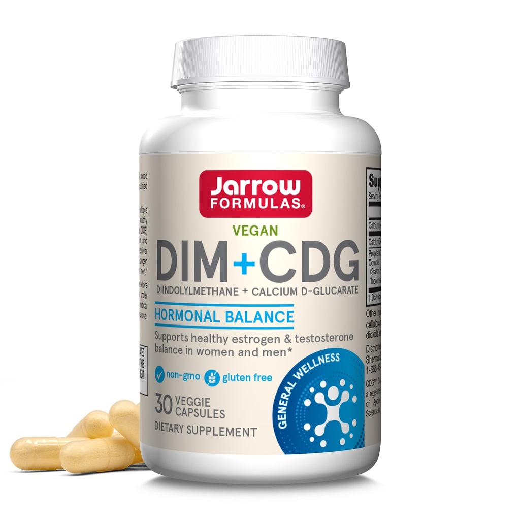 Jarrow Formulas - DIM + CDG Veggie Κάψουλες - 30 Count - DIM & CDG συμπλήρωμα - Για την ισορροπία ορμονών - Μη ΓΤΟ - Χωρίς γλουτένη