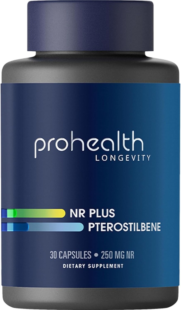 ProHealth NR + Πτεροστιλμπένη. Προωθεί τη μακροζωία, την ενέργεια και την υγιή γήρανση. Προστατεύει την Καρδιά + Εγκεφαλική Υγεία. 250mg Niagen Nicotinamide Riboside + 40mg Pterostilbene, 30 Caps