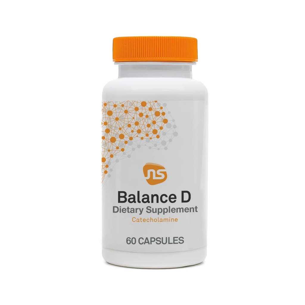 NeuroScience Balance D - Συμπλήρωμα υποστήριξης Mood για την ενέργεια, Focus & Εγκεφαλική Υγεία - Βιταμίνη Β6, Folate & More - Σύνθεση Dopamine βοήθειας για τον υγιή έλεγχο και τη γνώση λαδιού (60 κάψουλες)
